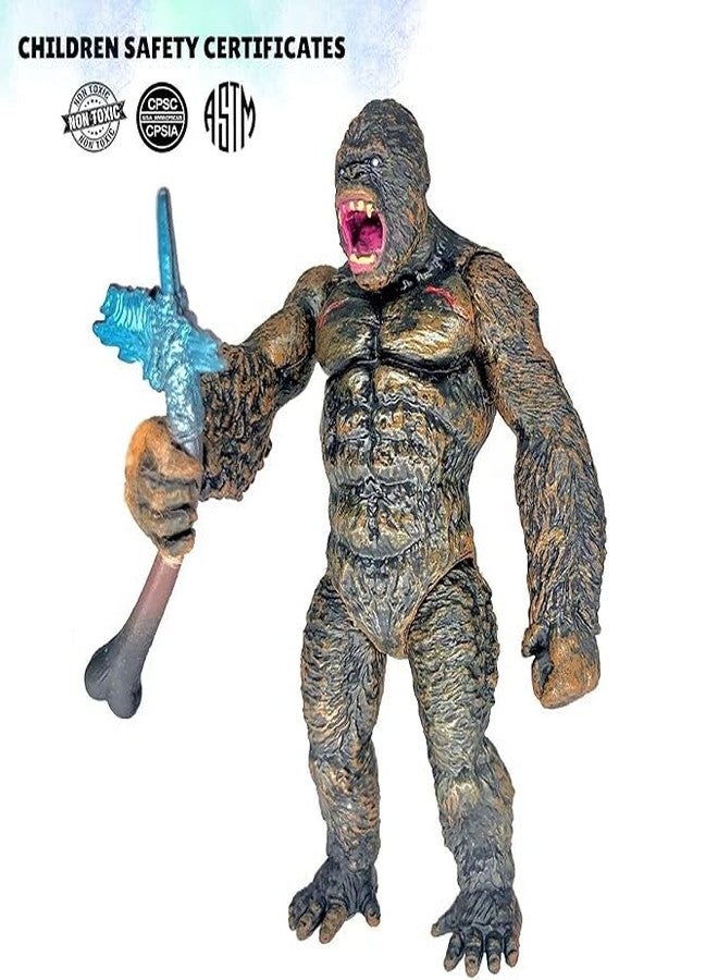 Mallexo مجسم كينغ كونغ من ماليكسو مع أسلحة ما قبل التاريخ، ألعاب للأطفال من عمر 3 سنوات فما فوق | تمثال قرد متحرك للبنات والأولاد، غودزيلا ملك الوحوش، ديكور هالوين، هدية للحفلات، مجموعة ألعاب، هدية تذكارية لأعياد الميلاد - Image 2